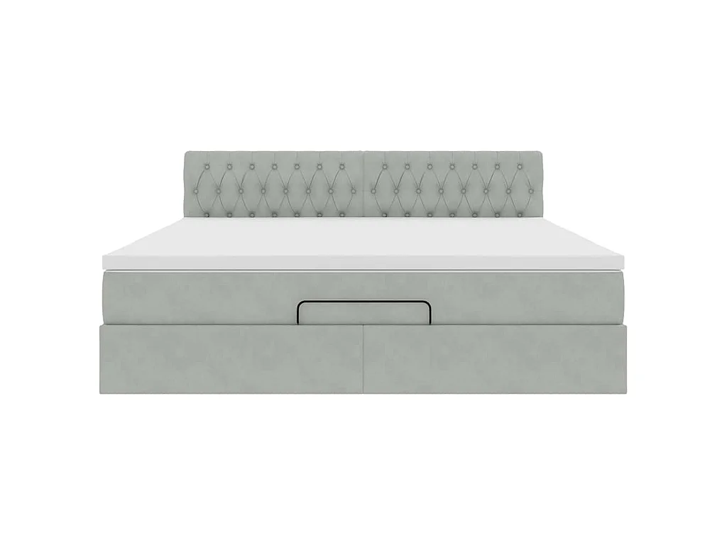 Struttura Letto Pouf con Materasso 160x200 cm in Velluto