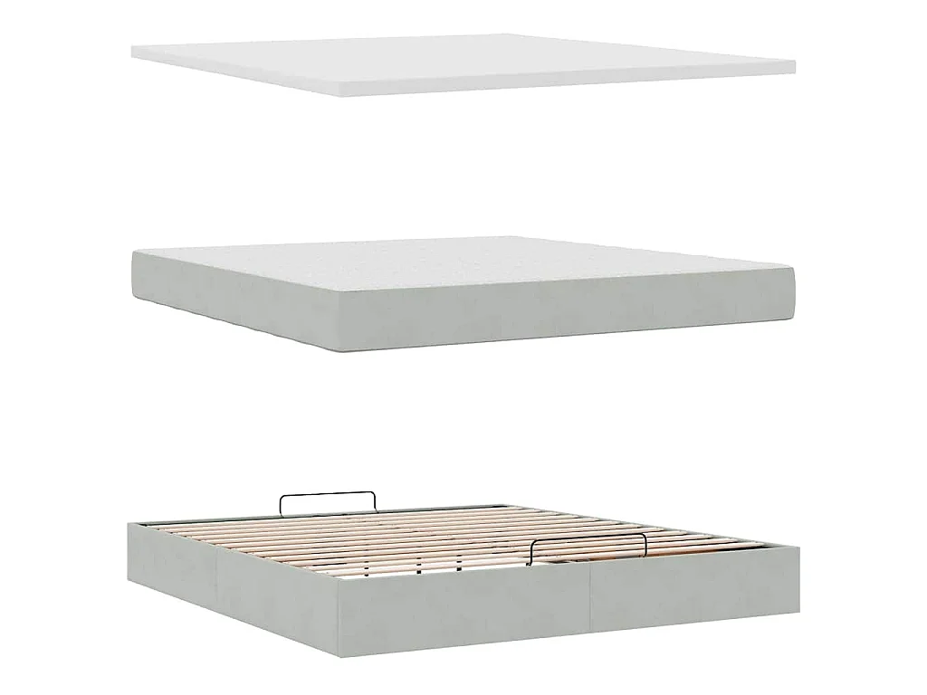 Struttura Letto Pouf con Materasso 160x200 cm in Velluto