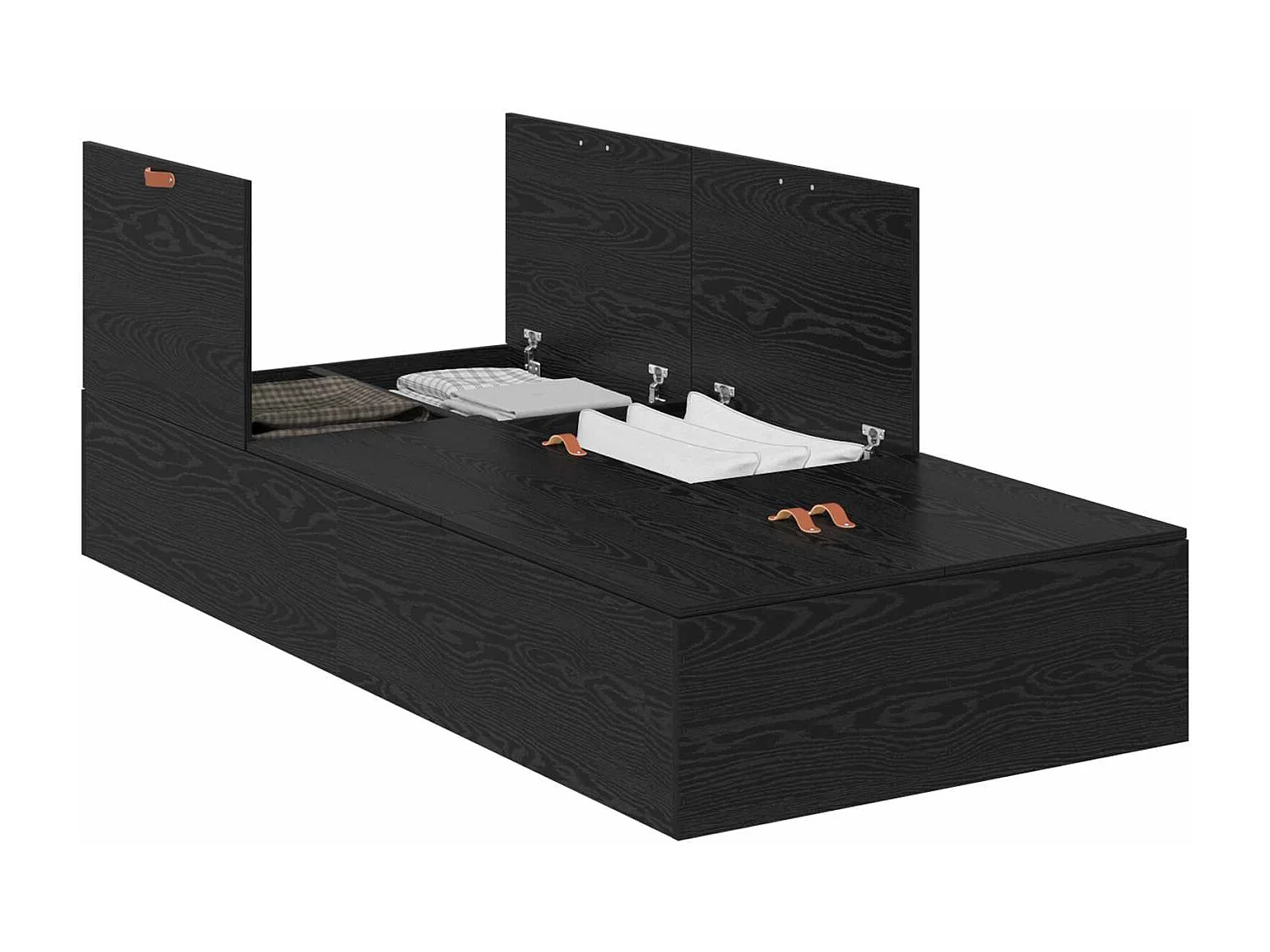 Cadre de lit avec rangement Chêne noir 90 x 190 cm