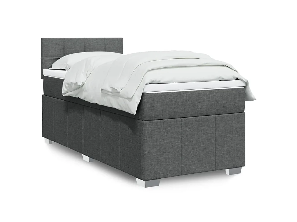 Giroletto a Molle con Materasso Grigio Scuro 90x200 cm Tessuto