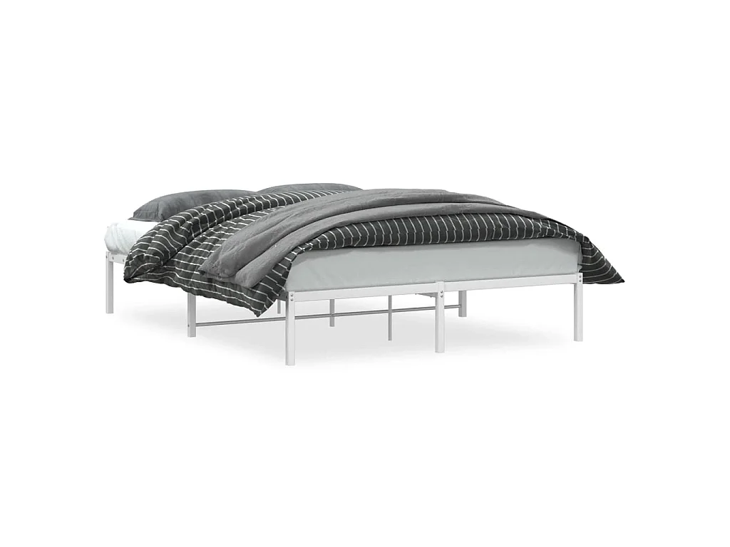 Cadre de lit métal sans matelas blanc 160x200 cm