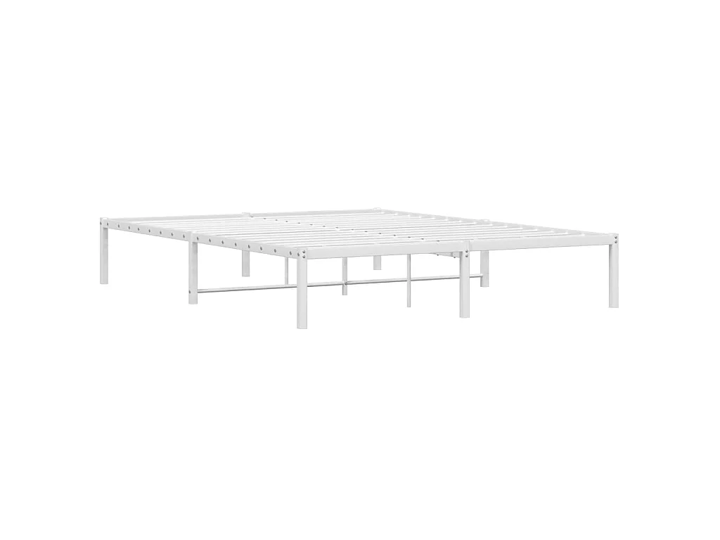 Cadre de lit métal sans matelas blanc 160x200 cm