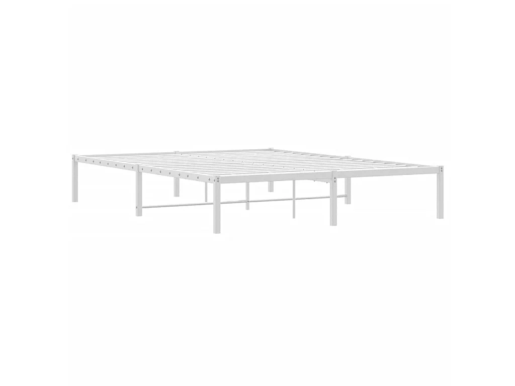 Cadre de lit métal sans matelas blanc 160x200 cm