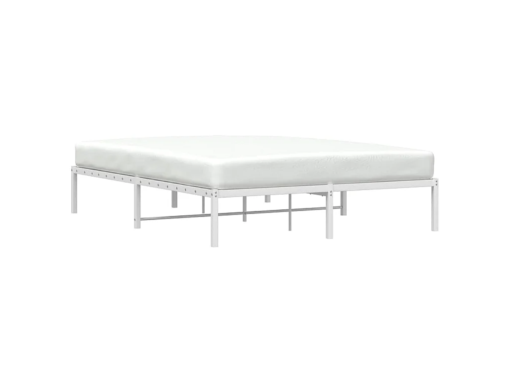 Cadre de lit métal sans matelas blanc 160x200 cm