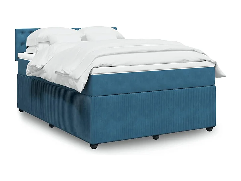 Boxspringbett mit Matratze Blau 140x200 cm Samt