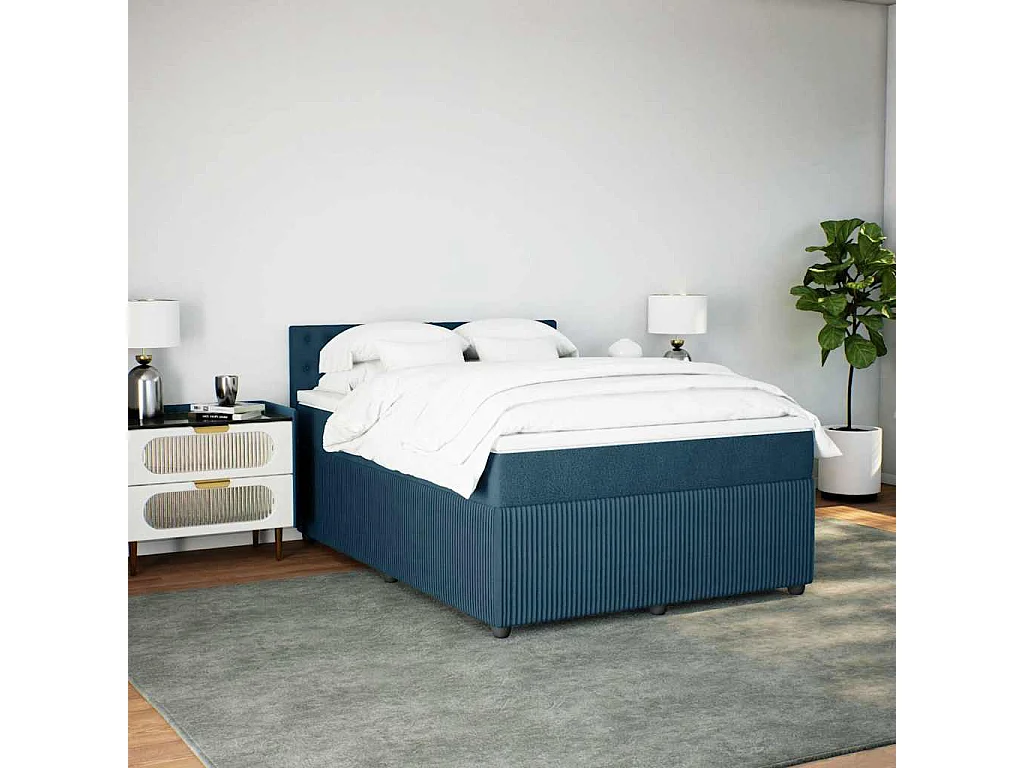 Giroletto a Molle con Materasso Blu 140x200 cm in Velluto