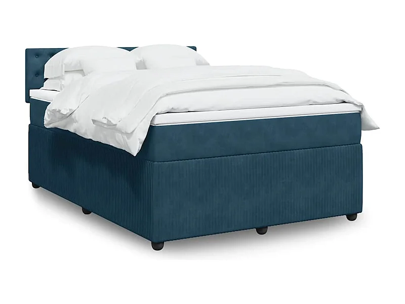 Boxspring met matras fluweel blauw 140x200 cm