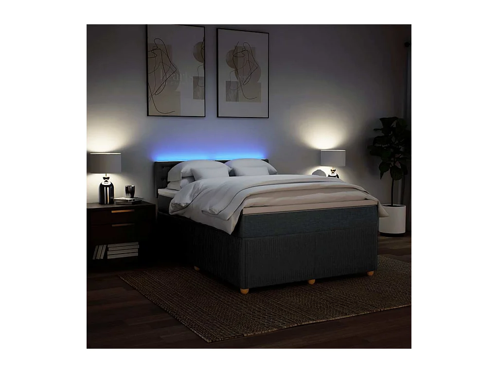 Sommier à lattes de lit avec matelas Gris foncé 140x190cm Tissu