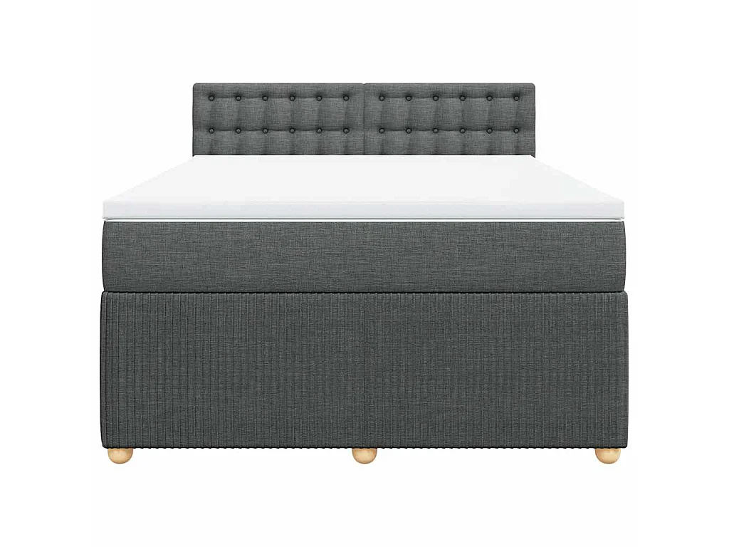 Cama box spring con colchón tela gris oscuro 140x190 cm
