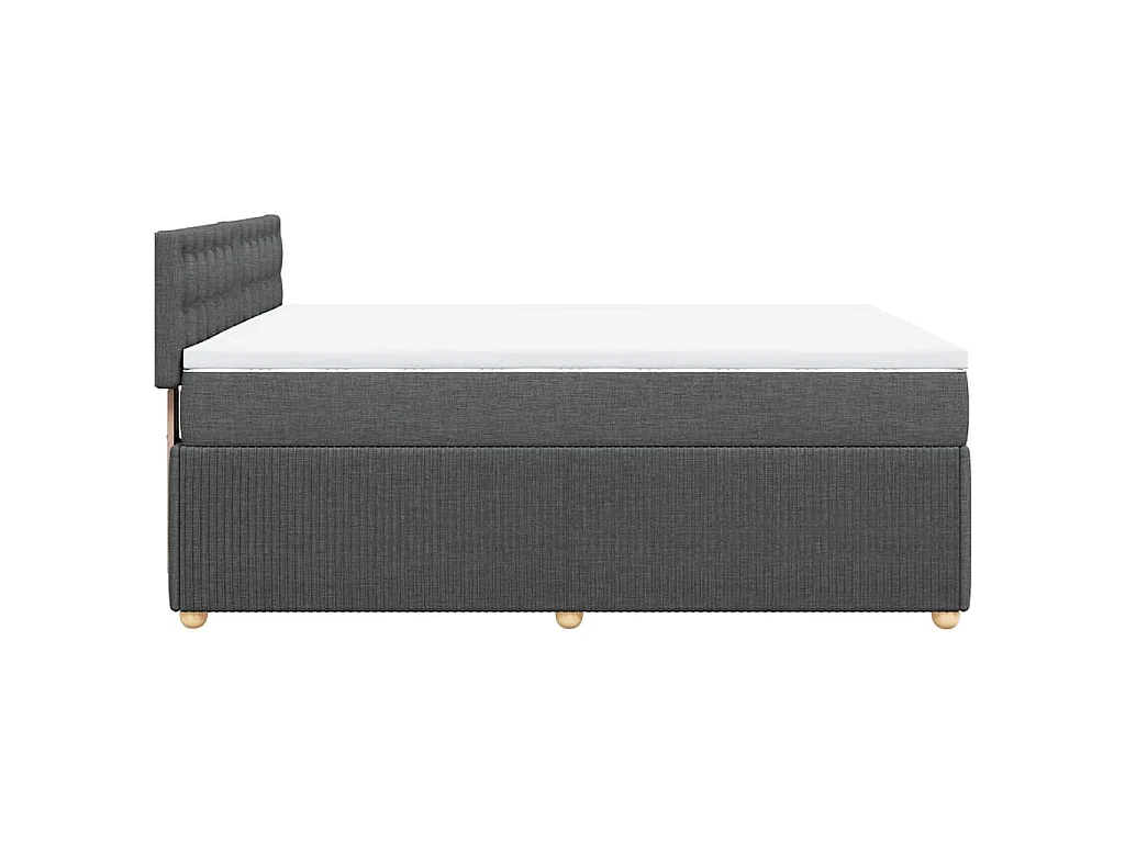 Cama box spring con colchón tela gris oscuro 140x190 cm