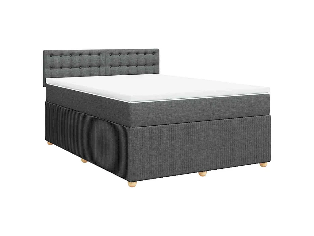 Sommier à lattes de lit avec matelas Gris foncé 140x190cm Tissu