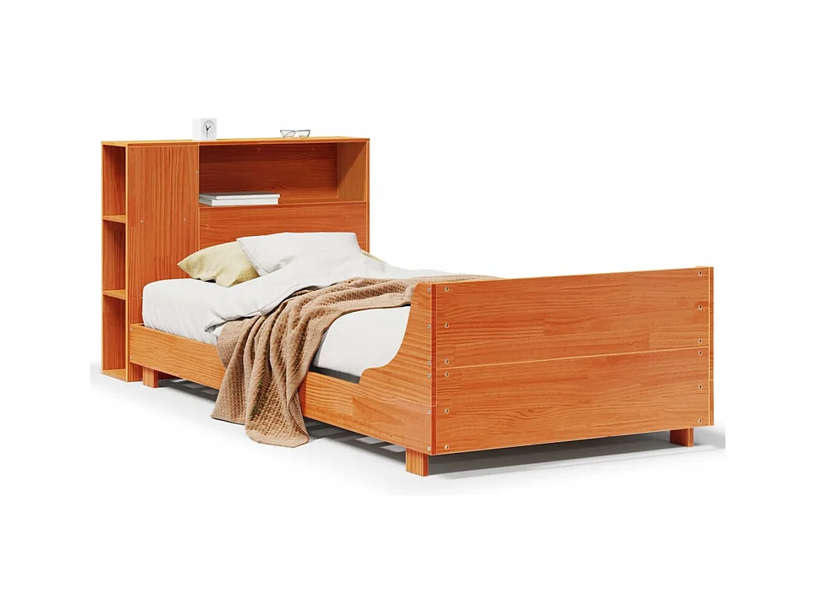 Cadre de lit sans matelas cire marron 100x200cm bois pin massif