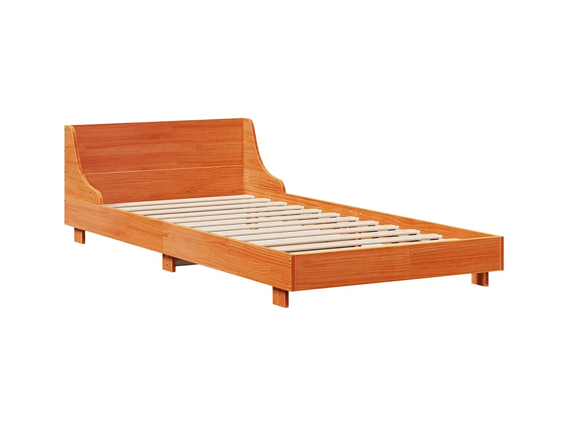 Cadre de lit sans matelas cire marron 100x200cm bois pin massif