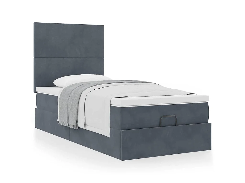 Ottoman bed met matrassen 90x190cm fluweel donkergrijs