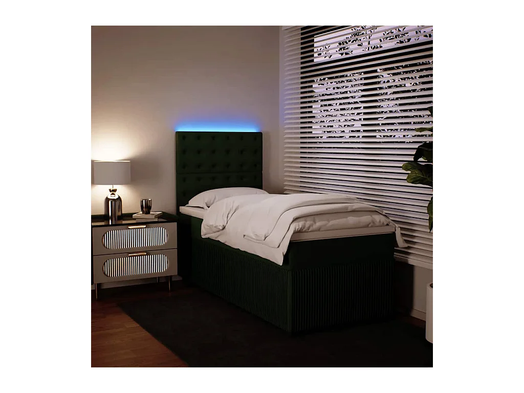 Sommier à lattes de lit avec matelas Vert foncé 90x200 cm