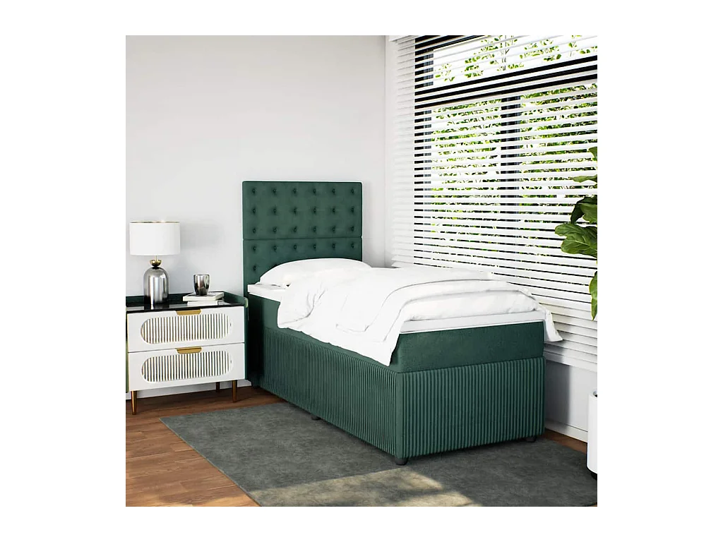 Sommier à lattes de lit avec matelas Vert foncé 90x200 cm