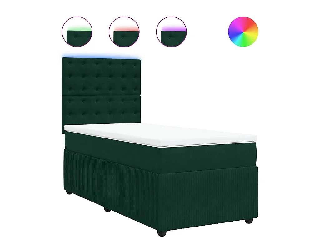 Sommier à lattes de lit avec matelas Vert foncé 90x200 cm