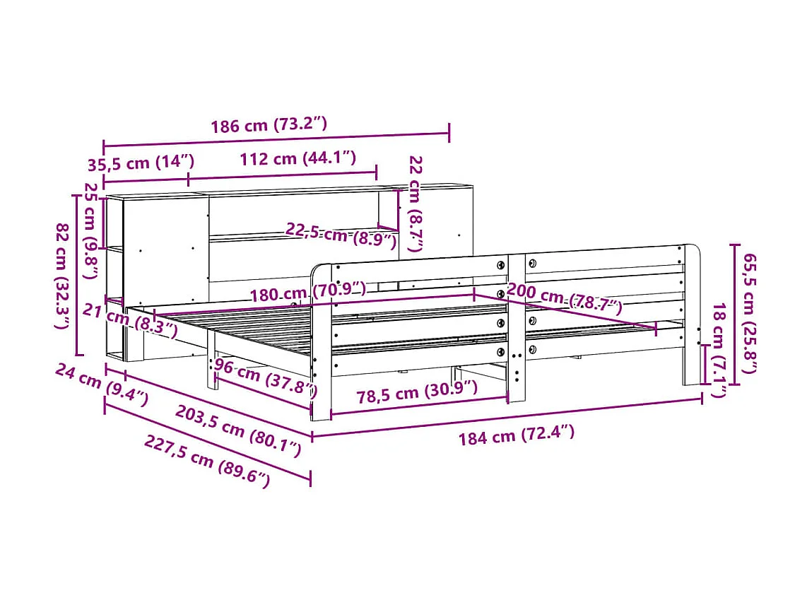 Massivholzbett ohne Matratze Weiß 180x200 cm Kiefernholz