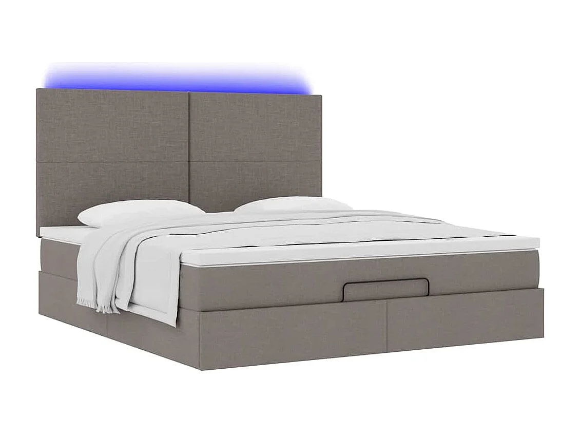 Struttura Letto Pouf con Materasso Tortora 160x200cm in Tessuto