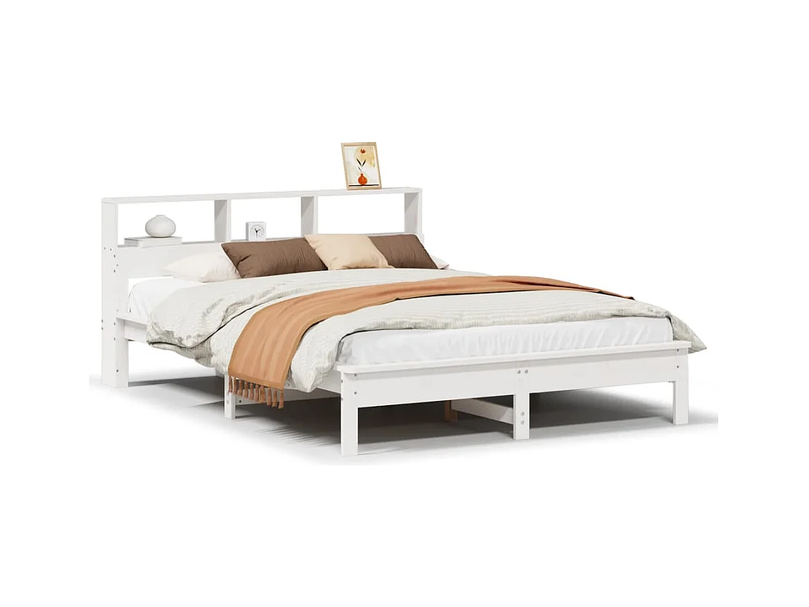 Cadre de lit sans matelas blanc 160x200 cm bois de pin massif