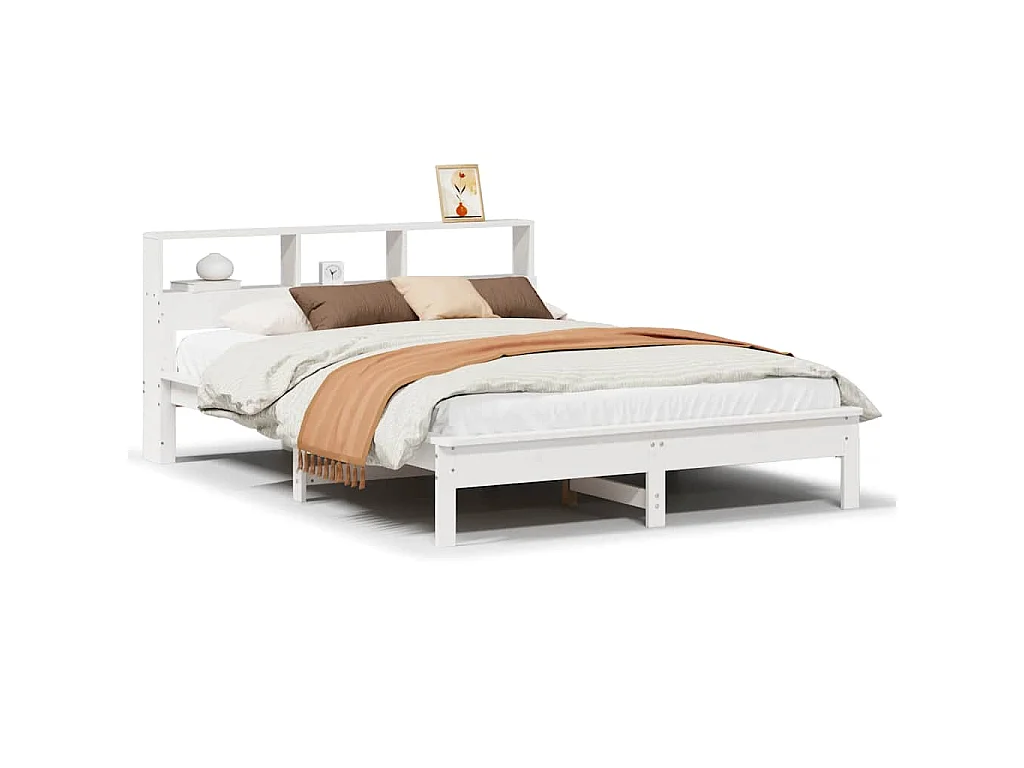 Bedframe zonder matras massief grenenhout wit 160x200 cm