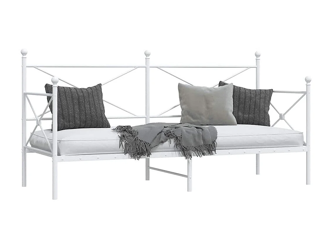 Lit de repos sans matelas blanc 90x190 cm acier