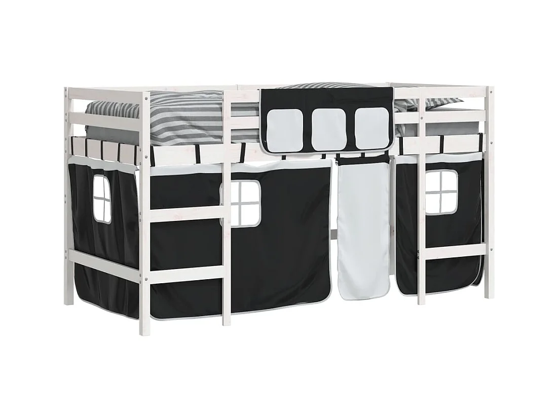 Lit mezzanine enfants avec rideaux sans matelas 90x190 cm