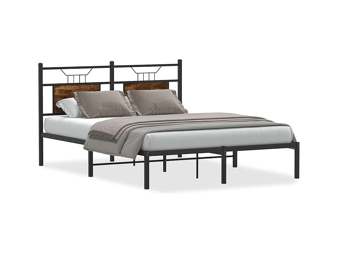 Cadre de lit sans matelas chêne fumé 140x200 cm bois ingénierie