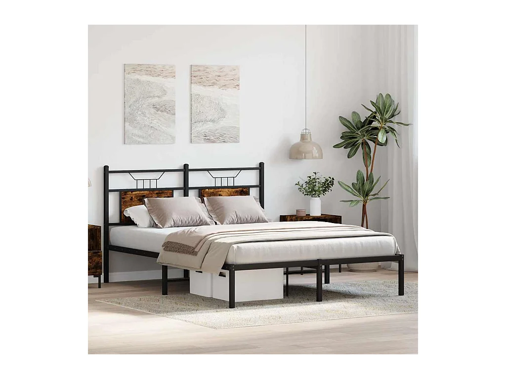 Cadre de lit sans matelas chêne fumé 140x200 cm bois ingénierie