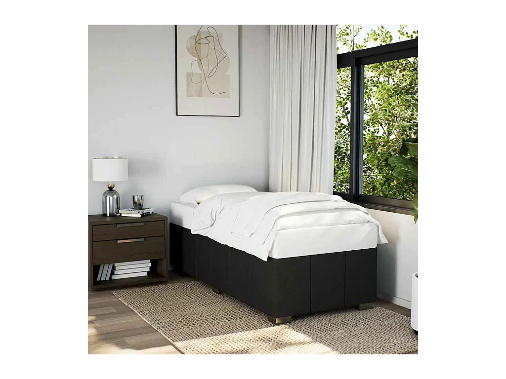 Cadre de lit sans matelas noir 100x200 cm tissu