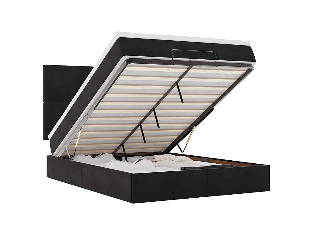 Ottoman bed met matrassen 140x200cm fluweel zwart