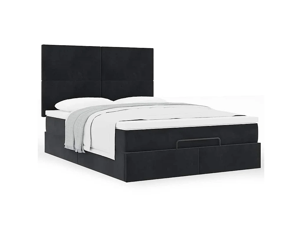 Ottoman bed met matrassen 140x200cm fluweel zwart