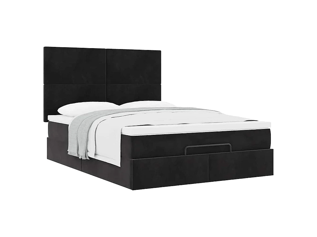 Ottoman bed met matrassen 140x200cm fluweel zwart