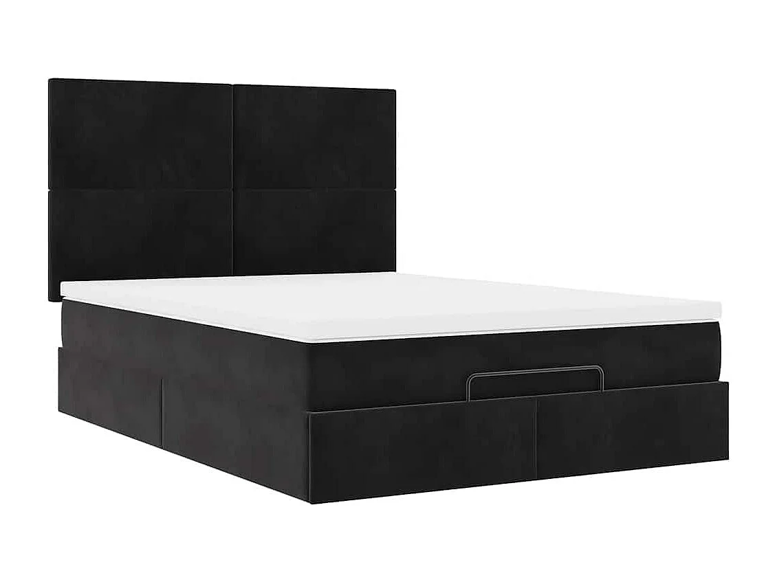 Ottoman bed met matrassen 140x200cm fluweel zwart