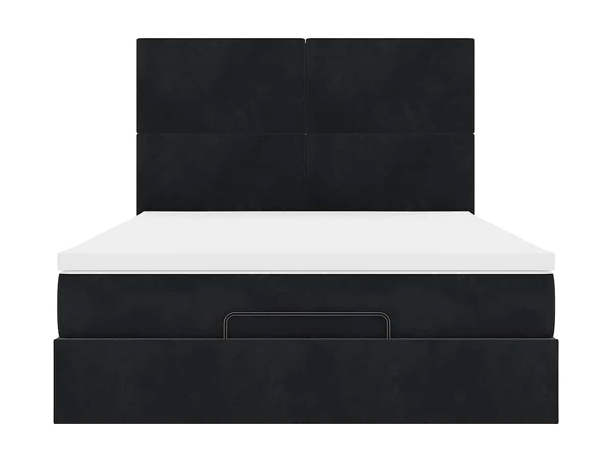 Ottoman bed met matrassen 140x200cm fluweel zwart