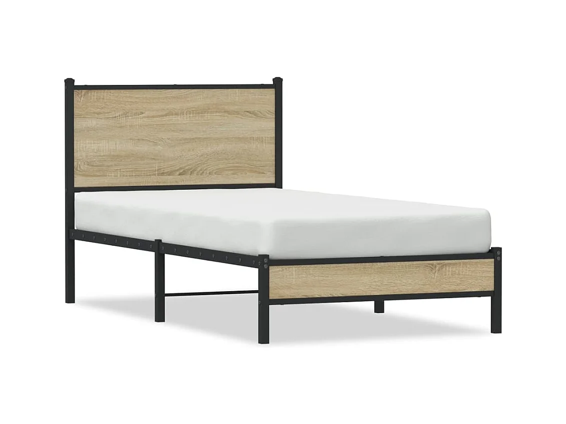 Cadre de lit en métal sans matelas chêne sonoma 90x200 cm