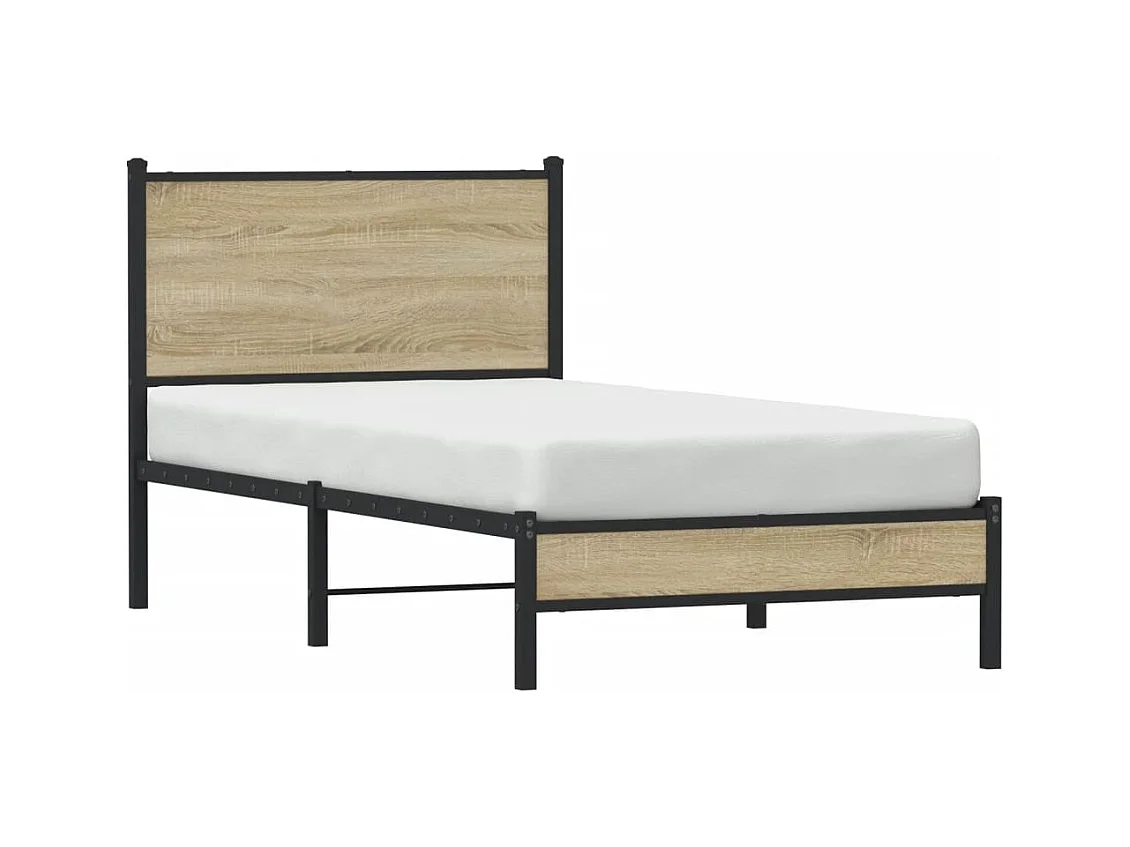 Cadre de lit en métal sans matelas chêne sonoma 90x200 cm