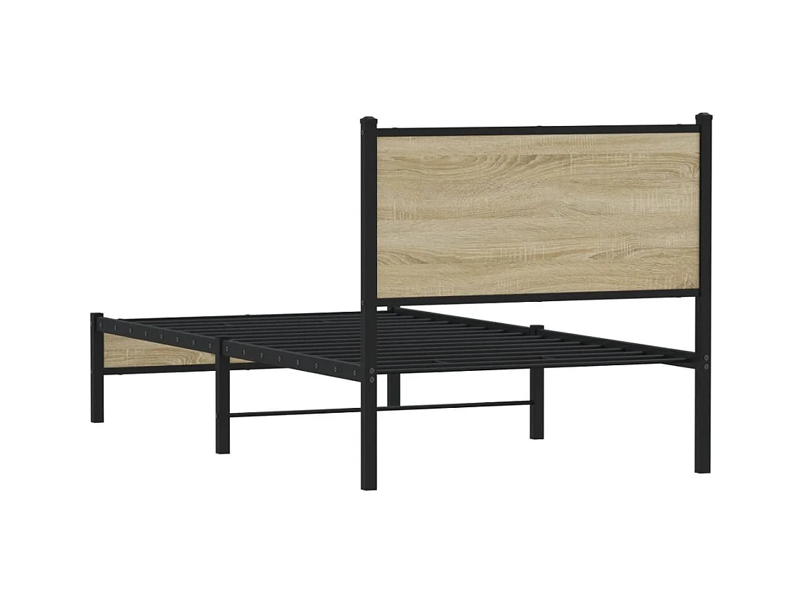 Cadre de lit en métal sans matelas chêne sonoma 90x200 cm