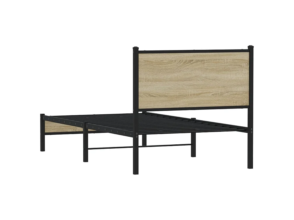 Cadre de lit en métal sans matelas chêne sonoma 90x200 cm