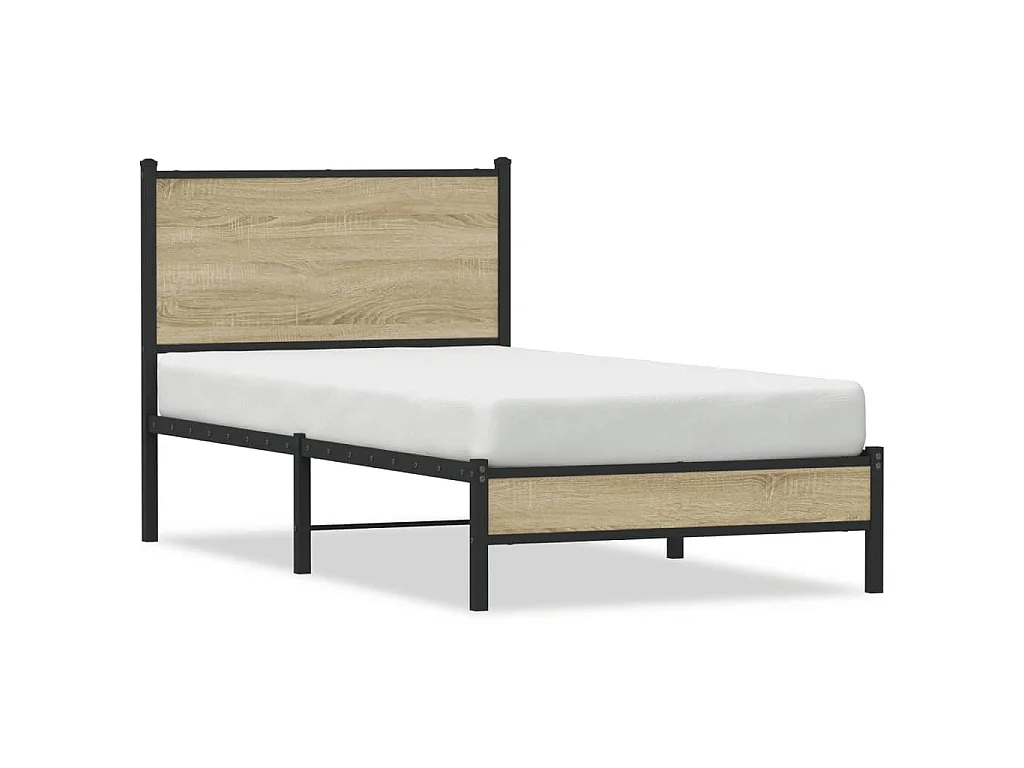 Cadre de lit en métal sans matelas chêne sonoma 90x200 cm