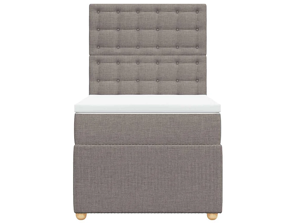 Cama box spring con colchón tela gris taupe 90x190 cm