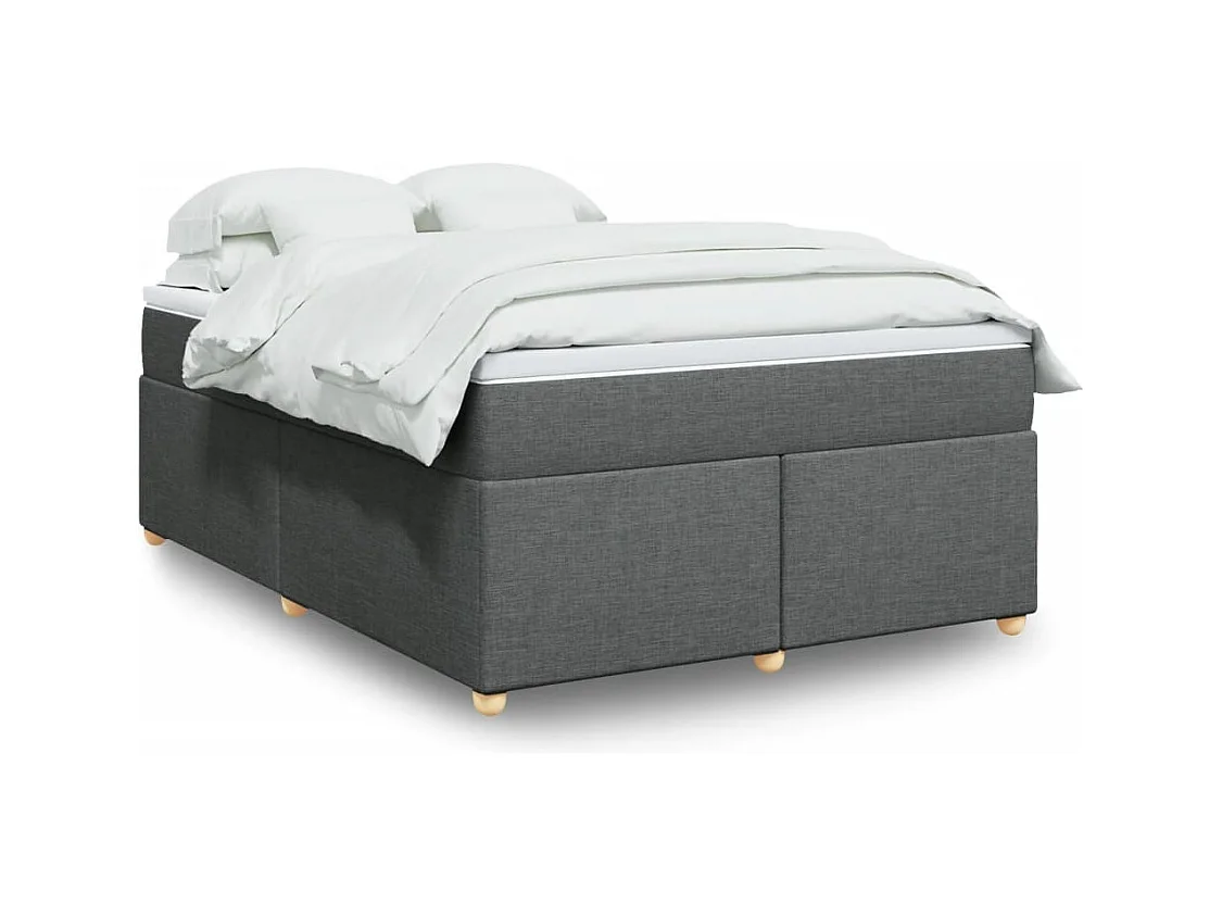 Sommier à lattes de lit avec matelas Gris foncé 160x200cm Tissu