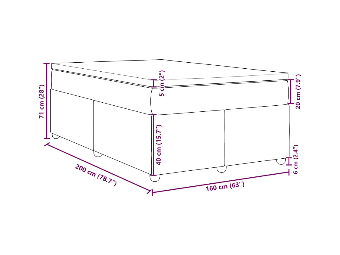 Sommier à lattes de lit avec matelas Gris foncé 160x200cm Tissu