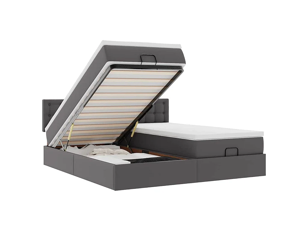 Bed poef met matrassen en LED's 180x200cm kunstleer grijs