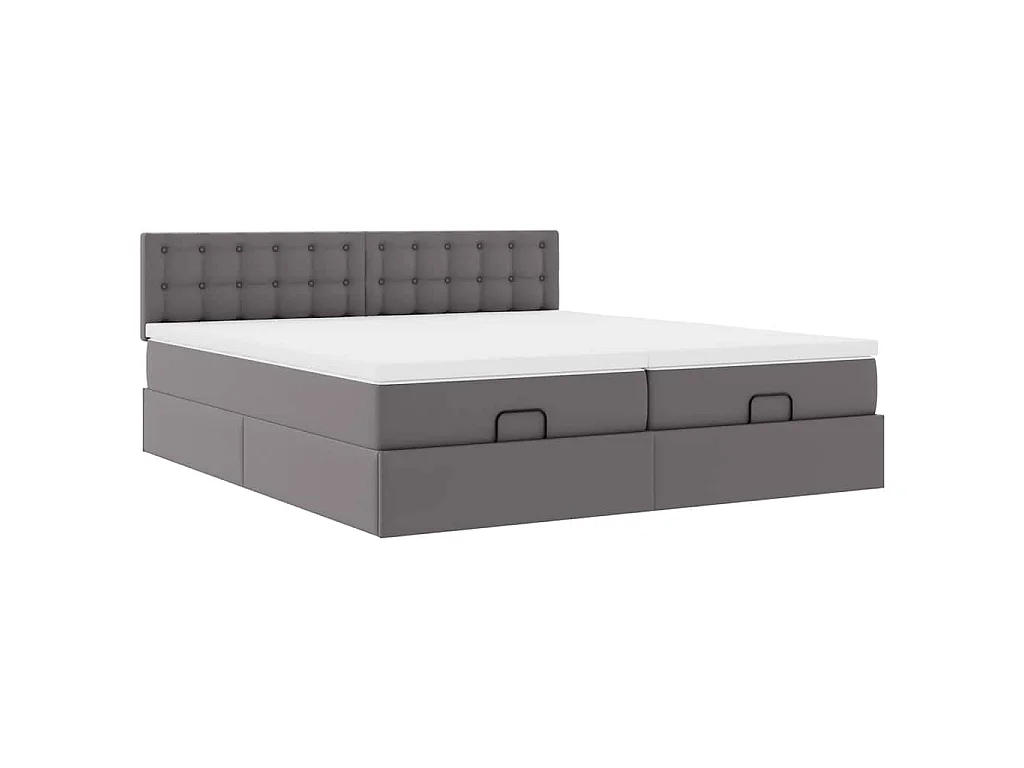Bed poef met matrassen en LED's 180x200cm kunstleer grijs