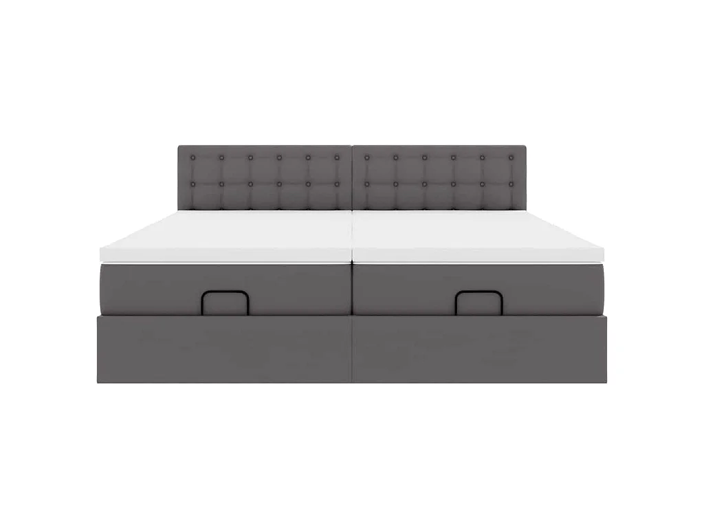 Bed poef met matrassen en LED's 180x200cm kunstleer grijs