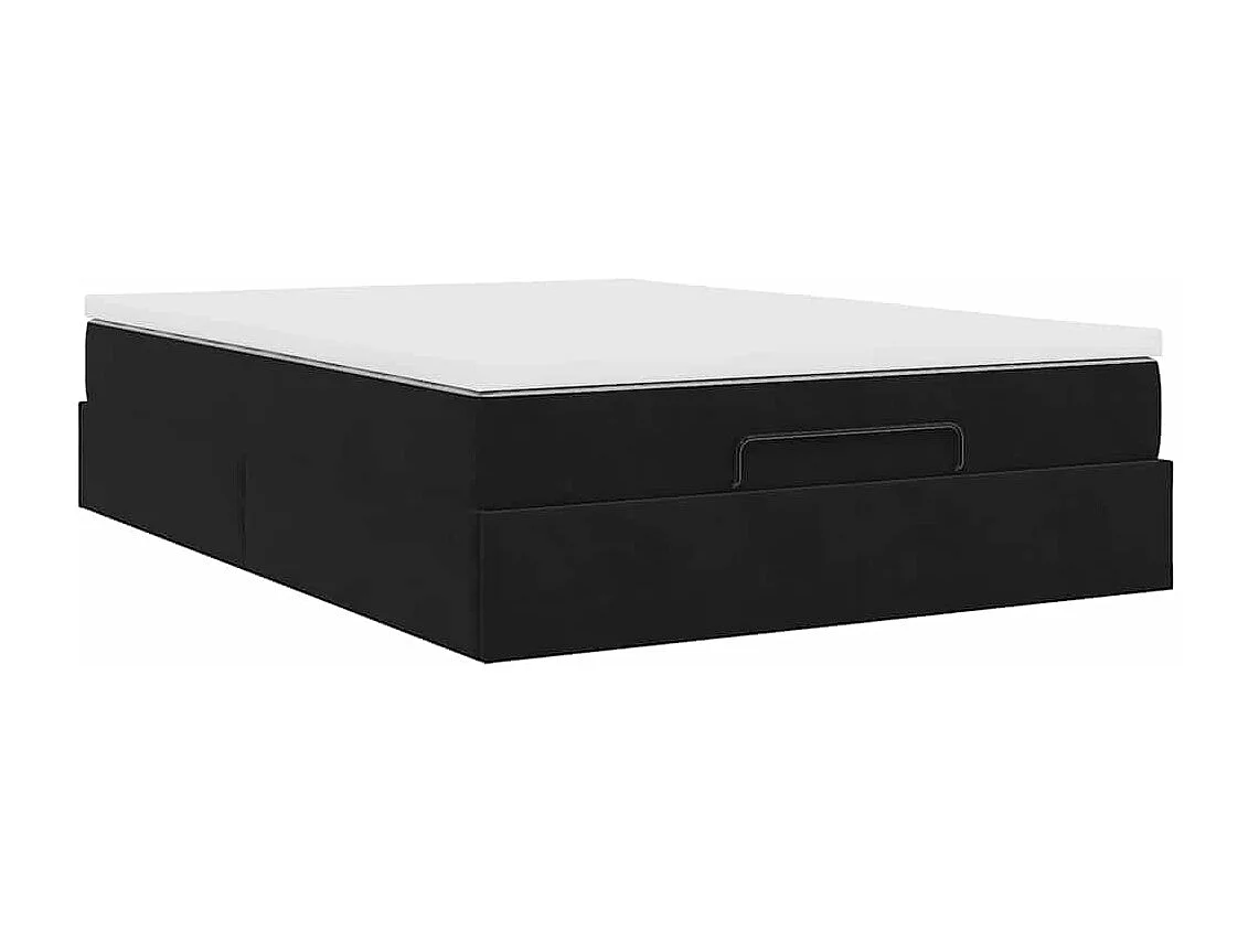 Cadre de lit ottoman avec matelas noir 140x190 cm velours