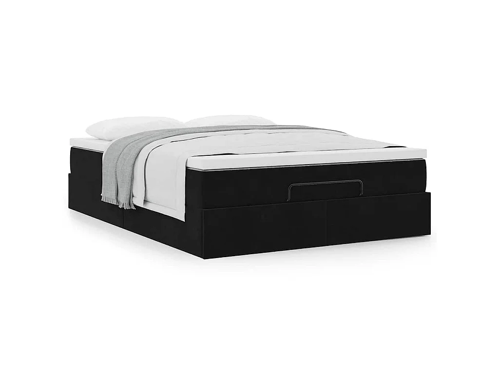 Cadre de lit ottoman avec matelas noir 140x190 cm velours