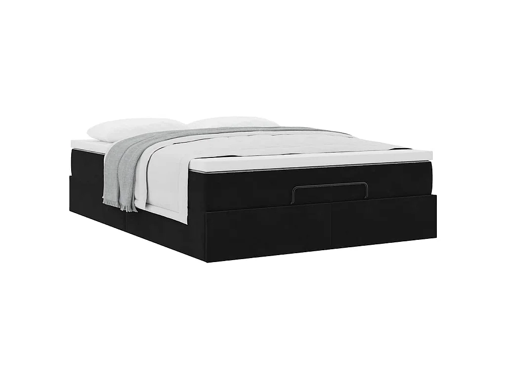 Cadre de lit ottoman avec matelas noir 140x190 cm velours