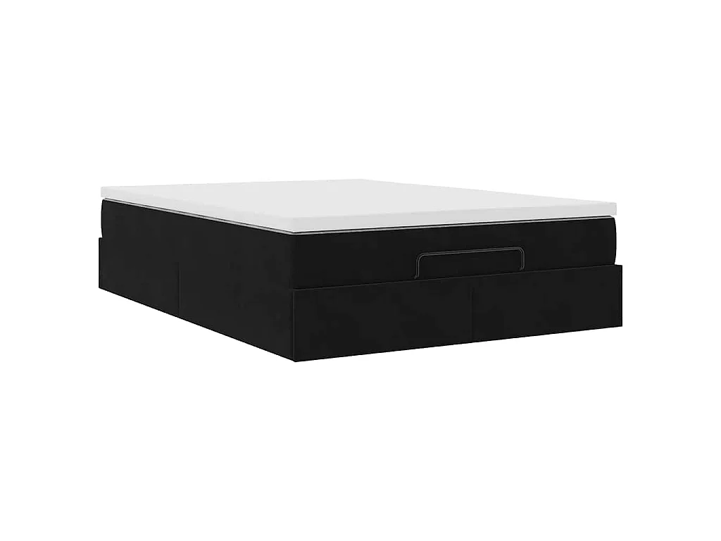 Cadre de lit ottoman avec matelas noir 140x190 cm velours